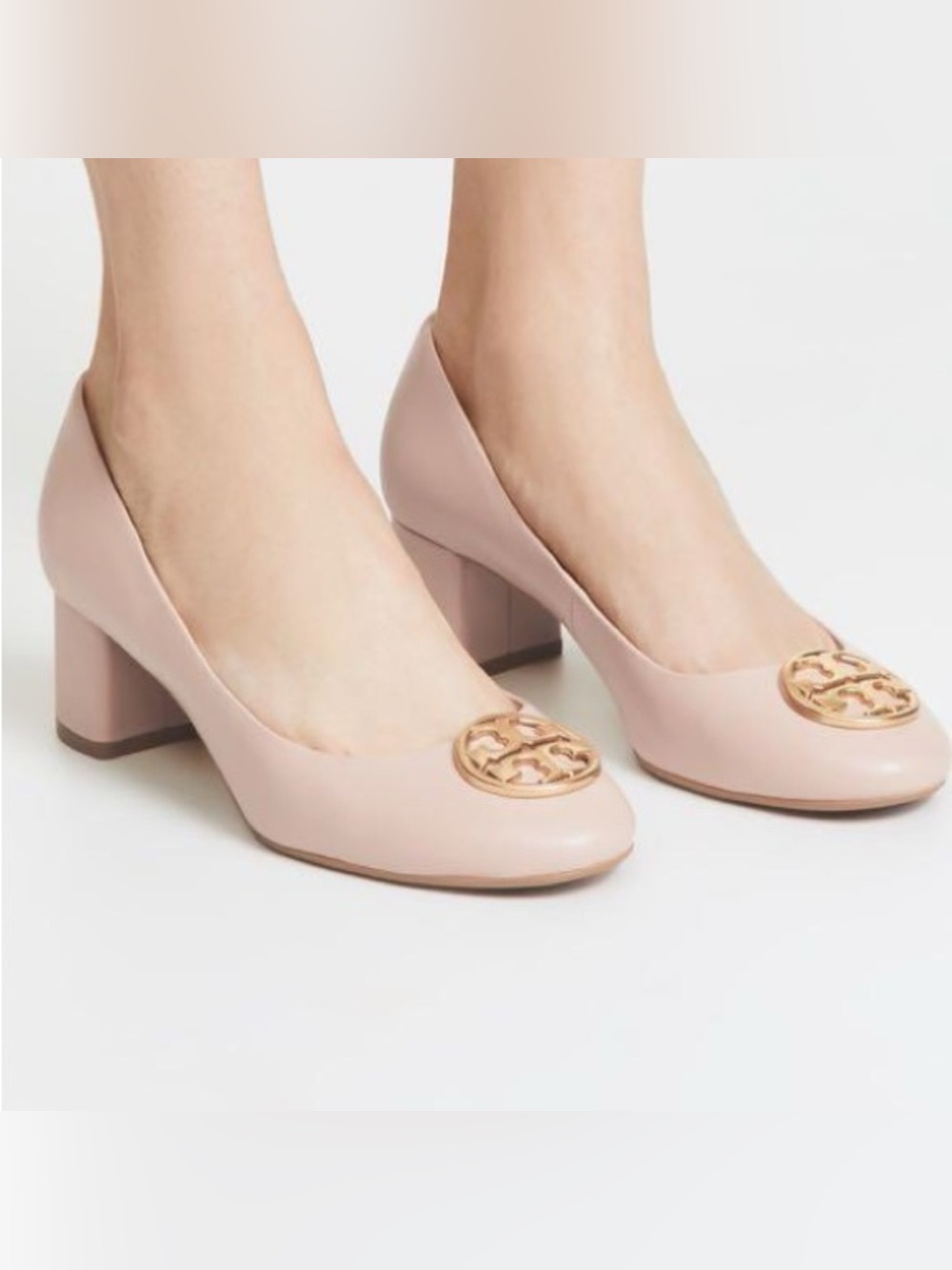 Tory Burch CHELSEA 50 Pump in Goan Sand | Leather Block Heel | Size 7.5
